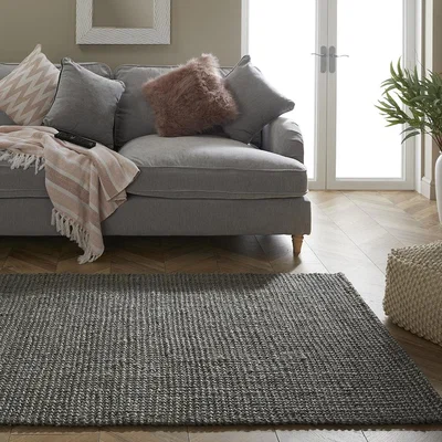 The Rug Seller Whitefield Boucle Jute Modern Rug in Grey&nbsp;120x170cm