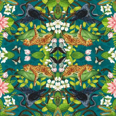 The Rug Seller Wonderlust Tea Story Wallpaper W0136 03 by Wedgwood in Teal&nbsp;Roll