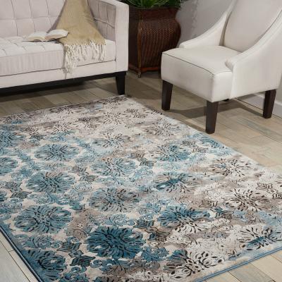 The Rug Seller Karma Rugs KRM05 in Ivory and Blue