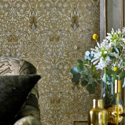 The Rug Seller Snakeshead Wallpaper 216429 by Morris & Co in Gold Linen&nbsp;Roll