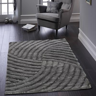 The Rug Seller Dallas Carved Shaggy Rugs in Charcoal