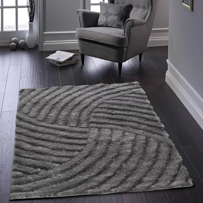 The Rug Seller Dallas Carved Shaggy Rugs in Charcoal