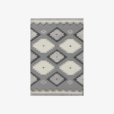 The Rug Seller Monty Tribal Geometric Outdoor Rugs in MN01 Black Cream