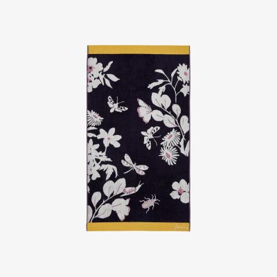 The Rug Seller Floral Beasts Cotton Towels by Joules in Navy Blue&nbsp;90x150cm