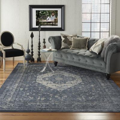 The Rug Seller Malta Traditional Border Rugs MAI11 by Kathy Ireland in Navy&nbsp;160x231cm
