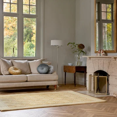The Rug Seller Catarina 080806 Wool Rug by Laura Ashley in Gold&nbsp;250x350cm