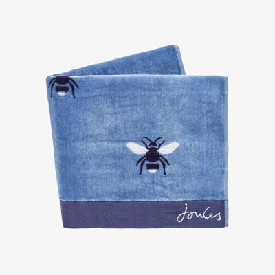The Rug Seller Botanical Bee Cotton Bath Towels by Joules in Pale Blue&nbsp;90x150cm