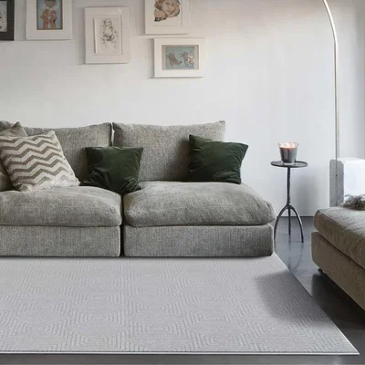 The Rug Seller Geometric Modern Textured Rugs in 410009 2121 Light Beige&nbsp;200x290cm