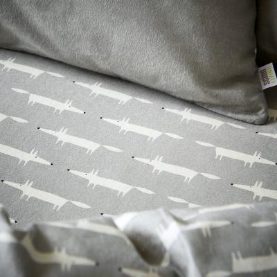 The Rug Seller Mr Fox Brushed Cotton Fitted Sheet Scion in Silver Grey180x200cm