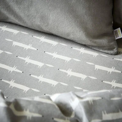 The Rug Seller Mr Fox Brushed Cotton Fitted Sheet Scion in Silver Grey180x200cm