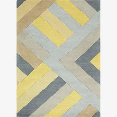 The Rug Seller Reef Big Zig Rugs RF02 in Ochre and Grey
