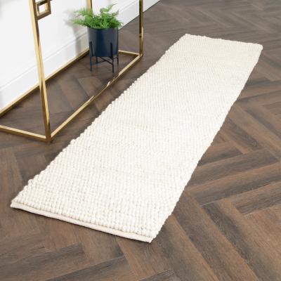 The Rug Seller Berkeley Textured Wool Runner Rugs in Cream60x230cm