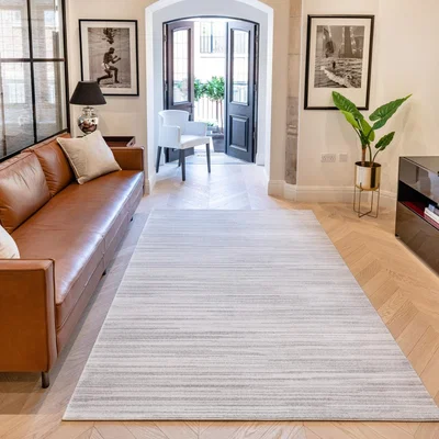 The Rug Seller Uni Abstract Striped UNI902 Rugs in Stone