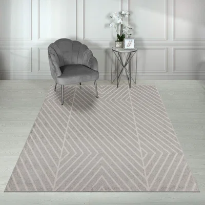 The Rug Seller Muse MU09 Geometric Striped Woven Rug in Black Cream