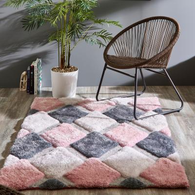 The Rug Seller 3D GEO Diamond Rugs In Blush Pink