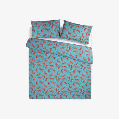The Rug Seller Tigers Organic Cotton Bedding Set by Anorak in Blue Orange&nbsp;200x200cm