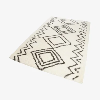 The Rug Seller Boho and Scandic Yagour Rugs 5966 695 in White and Anthracite80x150cm