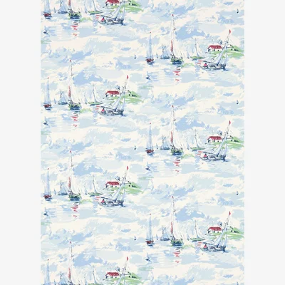 The Rug Seller Sail Away Wallpaper 214590 by Sanderson in Sky Blue&nbsp;Roll