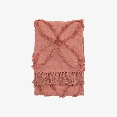 The Rug Seller Mica Woven Tufted Tassel Throw in Coral Pink&nbsp;130x170cm
