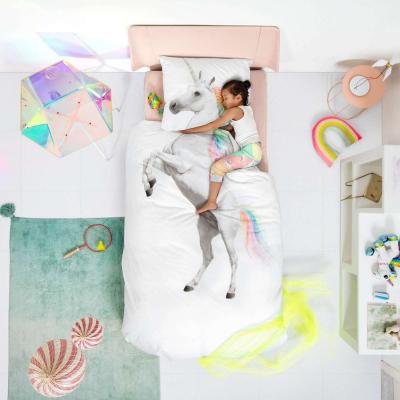 The Rug Seller Unicorn Organic Cotton Kids Bedding in White&nbsp;135X200cm