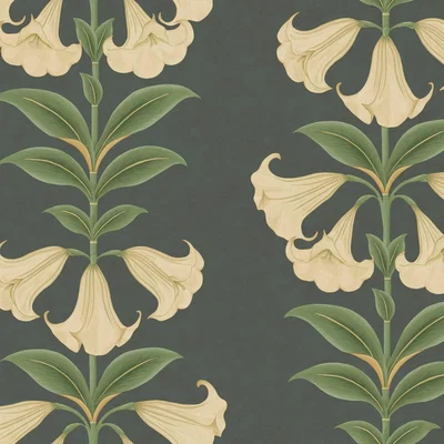 The Rug Seller Angels Trumpet Wallpaper 117 3006 by Cole & Son in Charcoal GreyRoll