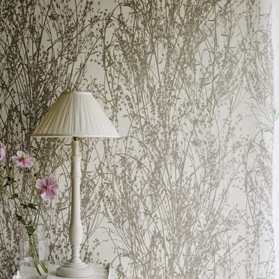 The Rug Seller Meadow Canvas Wallpaper 215693 by Sanderson in Gilver Linen&nbsp;Roll