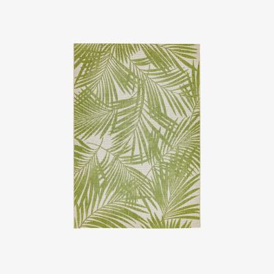 The Rug Seller Patio Palm PAT15 Botanical Leaf Outdoor Rugs in Green Beige
