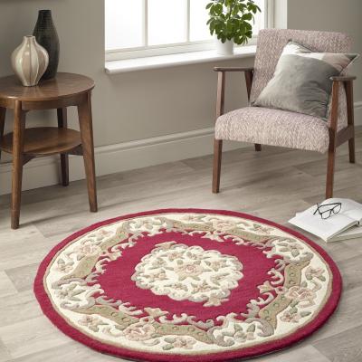 The Rug Seller Shensi Traditional Circular Rugs in Wine