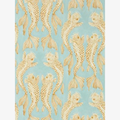 The Rug Seller Voyaging Koi Wallpaper 217115 by Sanderson in Clear Sky Persimmon&nbsp;Roll