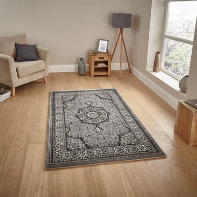 The Rug Seller Heritage Traditional Medallion Rugs 4400 in Grey&nbsp;120x170cm