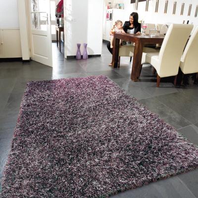 The Rug Seller Lounge Collection Beat Shaggy Rugs Silver Red 12&nbsp;200x200cm