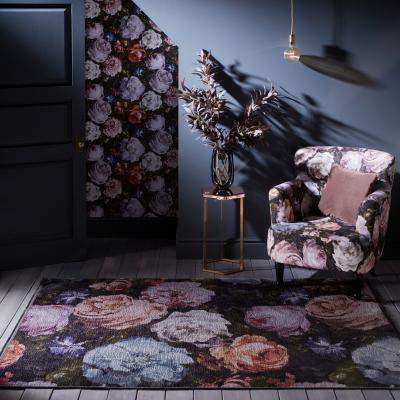 The Rug Seller Floretta Floral Rug by Clarke & Clarke in Blush Charcoal200x290cm