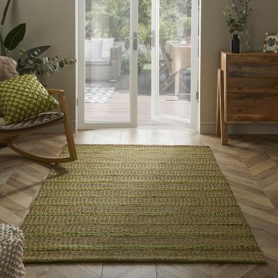 The Rug Seller Ancoats Jute Modern Pitloom Rug in Seagrass Green&nbsp;80x150cm