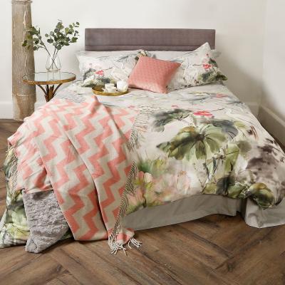 The Rug Seller Harper Botanical Floral Bedding Duvet Cover and Pillowcase in Grey&nbsp;218x228cm