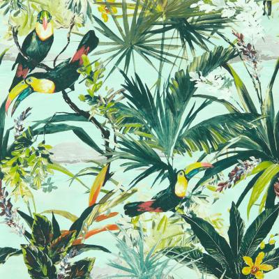 The Rug Seller Toucan Wallpaper W0146 03 by Clarke and Clarke in Sky Blue&nbsp;Roll