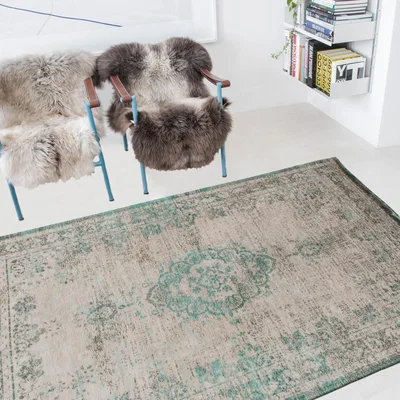 The Rug Seller Louis De Poortere Traditional Fading World Medallion Designer Rugs 8259 Jade Oyster&nbsp;140x200cm