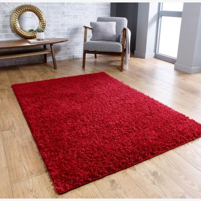 The Rug Seller Isla Shaggy Plain Modern Rugs in Red&nbsp;120x170cm