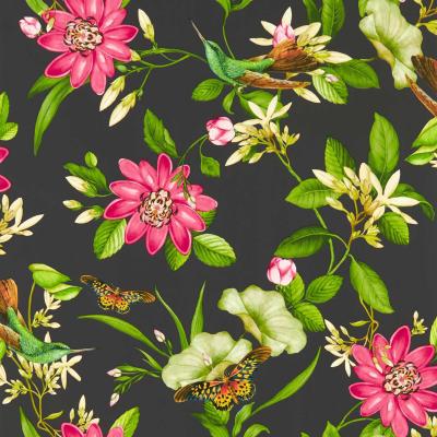 The Rug Seller Pink Lotus Wallpaper W0132 03 by Wedgwood in Noir Black&nbsp;Roll