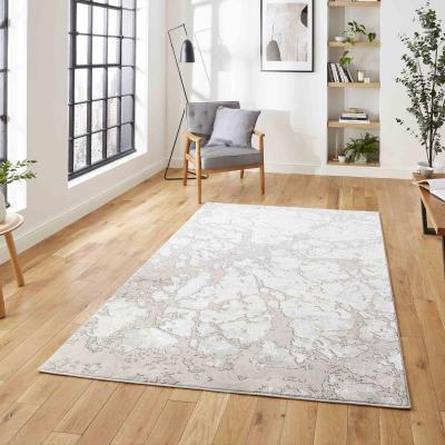 The Rug Seller Apollo 2677 Modern Abstract Distressed Rugs in Grey Ivory White160x220cm