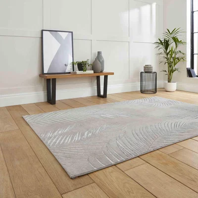 The Rug Seller Creation 50051 Botanical Rugs in Grey Silver160x230cm