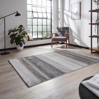 The Rug Seller Milano 20687 Modern Stripe Rug in Grey Beige
