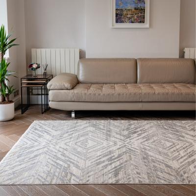 The Rug Seller Onyx ONX01 Abstract Geometric Rugs in Silver Beige