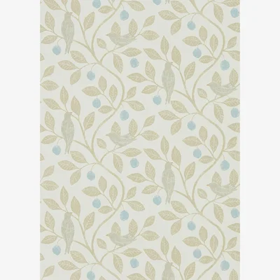 The Rug Seller Damson Tree Wallpaper 216364 by Sanderson in Denim Barley&nbsp;Roll