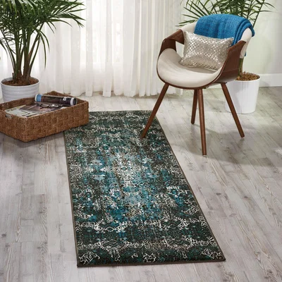 The Rug Seller Karma Hallway Runners KRM04 in Blue&nbsp;66x229cm