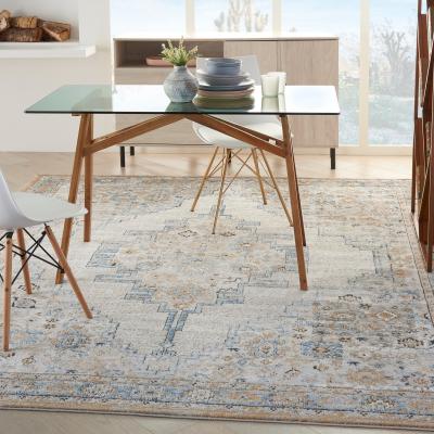The Rug Seller Quarry Modern Print Rugs QUA09 in Grey Light Blue by Nourison