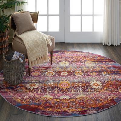 The Rug Seller Vintage Kashan Circluar Rugs VKA03 by Nourison in Red Multi&nbsp;122x122cm
