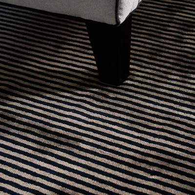 The Rug Seller Katherine Carnaby Chrome Stripe Rug in Nero&nbsp;240x340cm