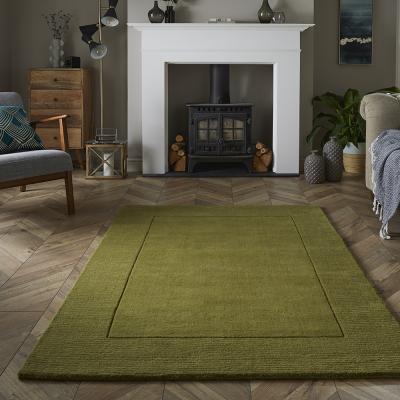 The Rug Seller Esme Mayfair Plain Carved Wool Rugs in Olive Green&nbsp;120x170cm