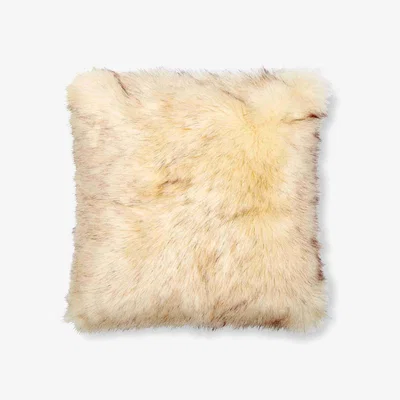 The Rug Seller Berwyn Faux Fur Cushion by Laura Ashley in Cream58x58cm