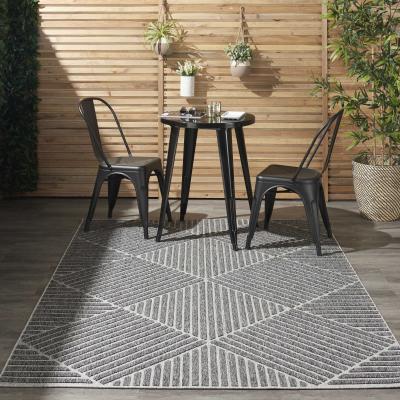 The Rug Seller Cozumel CZM05 Indoor Outdoor Geometric Rugs in Dark Grey